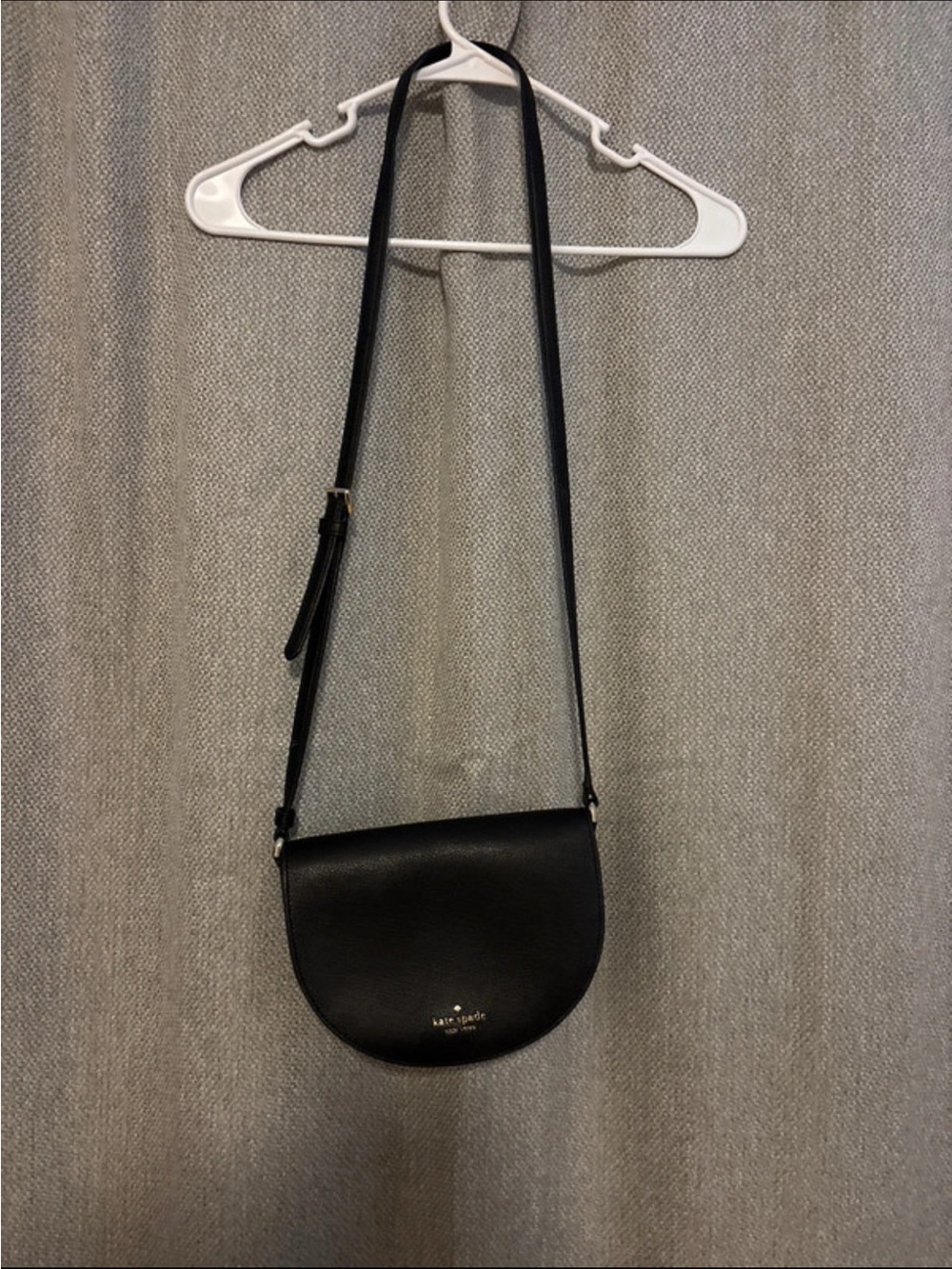 kate spade Black Leather Crescent Crossbody Saddle Bag